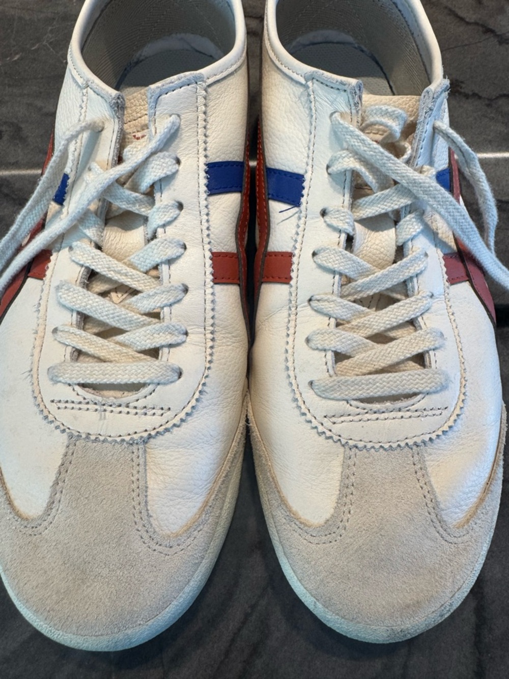 Onitsuka Tiger Mexico 66 White Blue Red Leather Low Top Sneakers Athletic Shoes - Picture 7 of 10